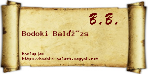 Bodoki Balázs névjegykártya